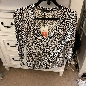 West Kei Black and White Abstract Blouse Women’s Large